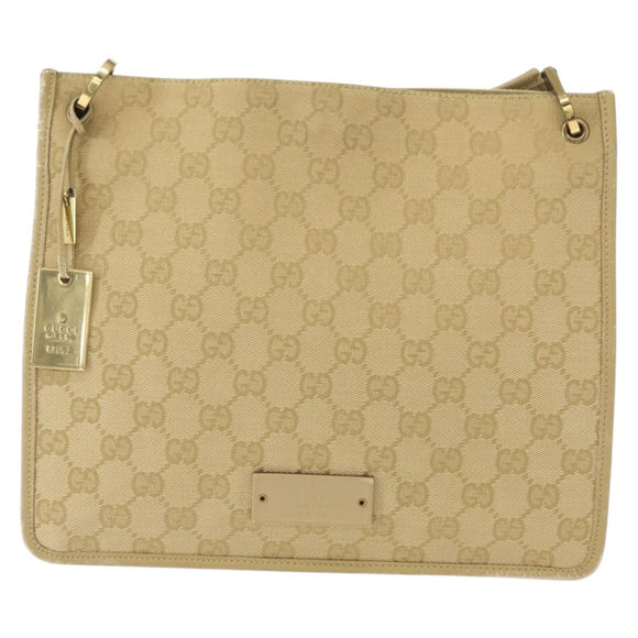 GUCCI GG Canvas Shoulder Bag Beige Gold 91762 Auth 156122