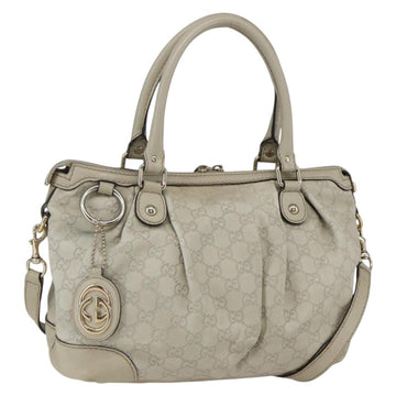 GUCCI GG Canvas Guccissima Hand Bag Leather 2way Beige Gold 247902 Auth 156123