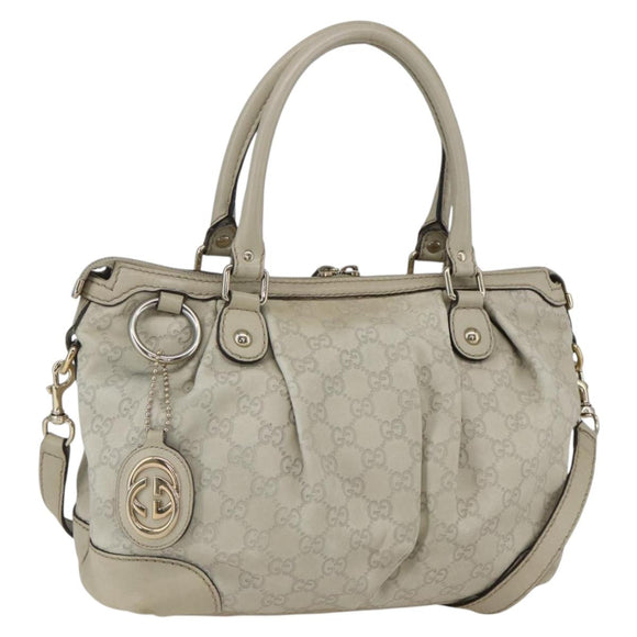GUCCI GG Canvas Guccissima Hand Bag Leather 2way Beige Gold 247902 Auth 156123