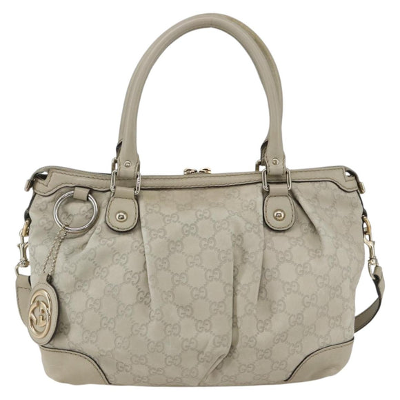 GUCCI GG Canvas Guccissima Hand Bag Leather 2way Beige Gold 247902 Auth 156123