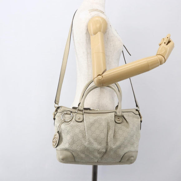GUCCI GG Canvas Guccissima Hand Bag Leather 2way Beige Gold 247902 Auth 156123