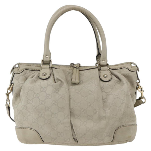 GUCCI GG Canvas Guccissima Hand Bag Leather 2way Beige Gold 247902 Auth 156123