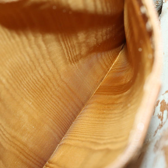 GUCCI Shoulder Bag Leather Brown Gold Auth 156124