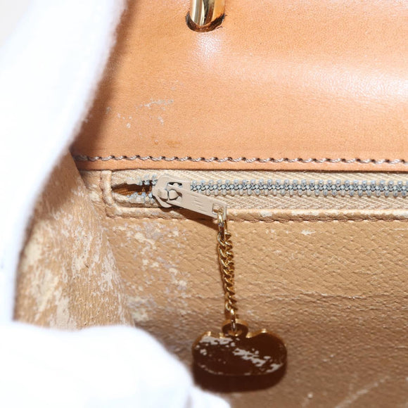 CELINE Macadam Canvas Hand Bag PVC Leather Brown Gold Auth 156125