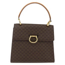 CELINE Macadam Canvas Hand Bag PVC Leather Brown Gold Auth 156125-2