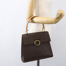 CELINE Macadam Canvas Hand Bag PVC Leather Brown Gold Auth 156125-23