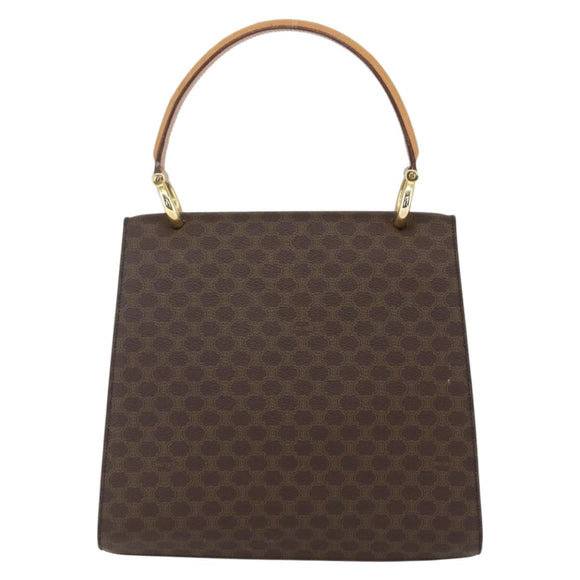 CELINE Macadam Canvas Hand Bag PVC Leather Brown Gold Auth 156125