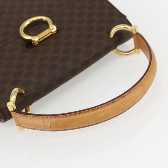 CELINE Macadam Canvas Hand Bag PVC Leather Brown Gold Auth 156125