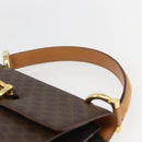 CELINE Macadam Canvas Hand Bag PVC Leather Brown Gold Auth 156125-8