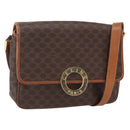 CELINE Macadam Canvas Shoulder Bag PVC Leather Brown Gold Auth 156126-1