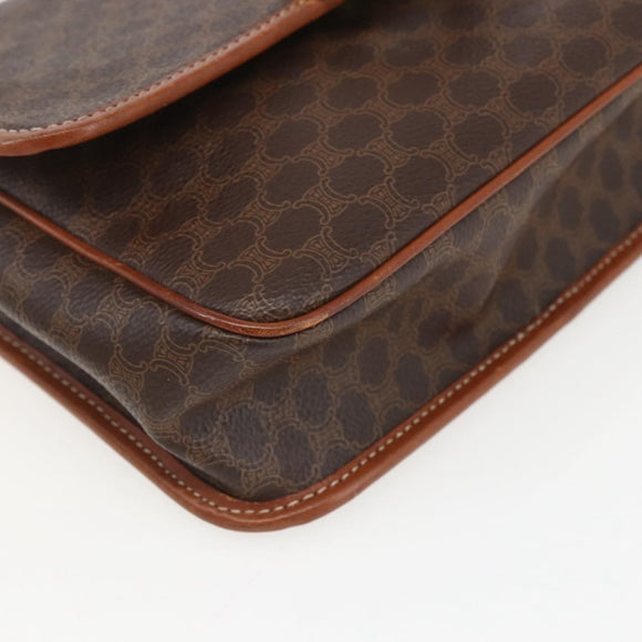 CELINE Macadam Canvas Shoulder Bag PVC Leather Brown Gold Auth 156126