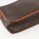 CELINE Macadam Canvas Umhängetasche PVC Leder Braun Gold Auth 156126-17