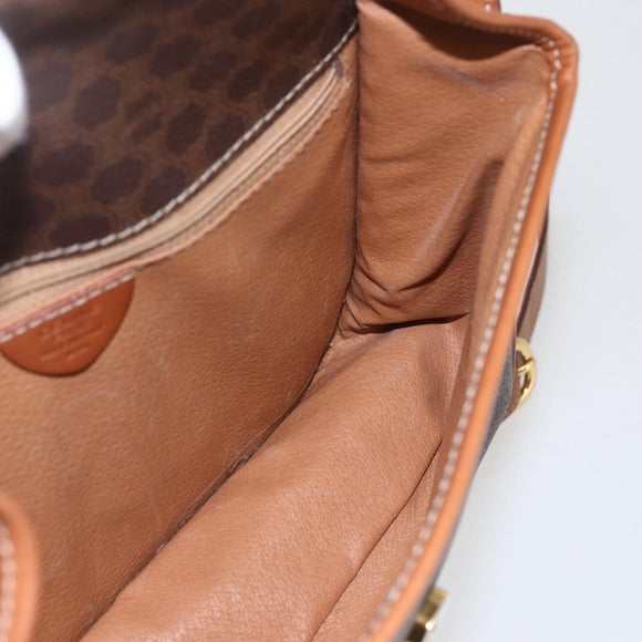 CELINE Macadam Canvas Shoulder Bag PVC Leather Brown Gold Auth 156126