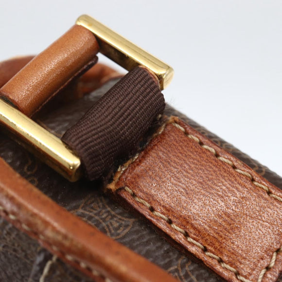 CELINE Macadam Canvas Shoulder Bag PVC Leather Brown Gold Auth 156126