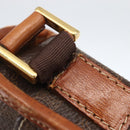 CELINE Macadam Canvas Umhängetasche PVC Leder Braun Gold Auth 156126-9