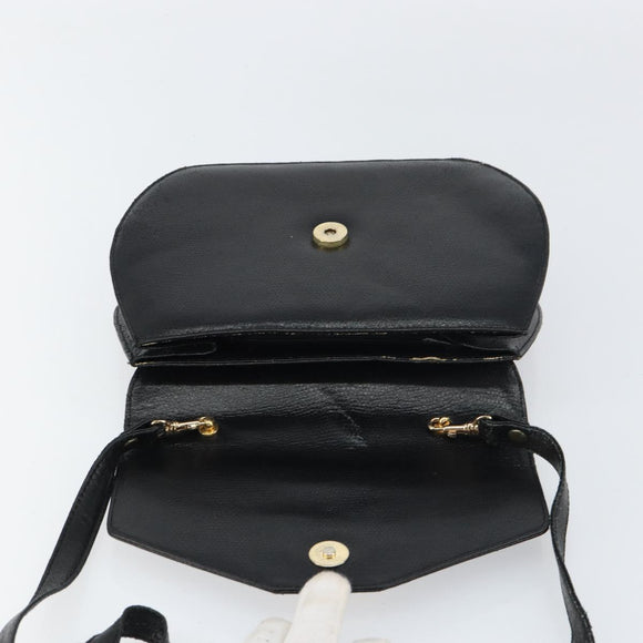 CELINE Shoulder Bag Leather Black Gold Auth 156127