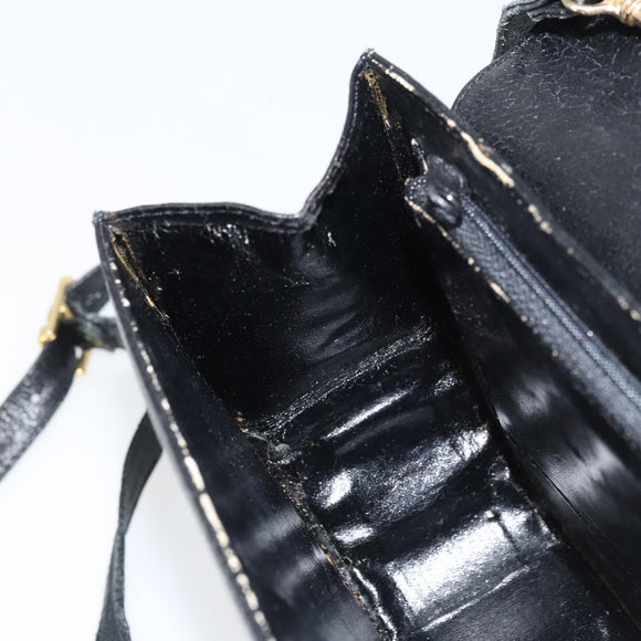 CELINE Shoulder Bag Leather Black Gold Auth 156127