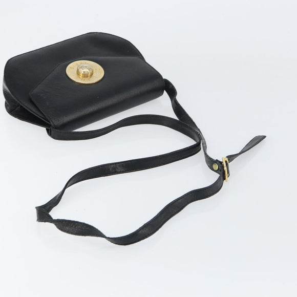 CELINE Shoulder Bag Leather Black Gold Auth 156127