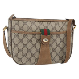GUCCI GG Supreme Web Sherry Line Bag PVC Beige Gold 89 02 032 Auth 156128