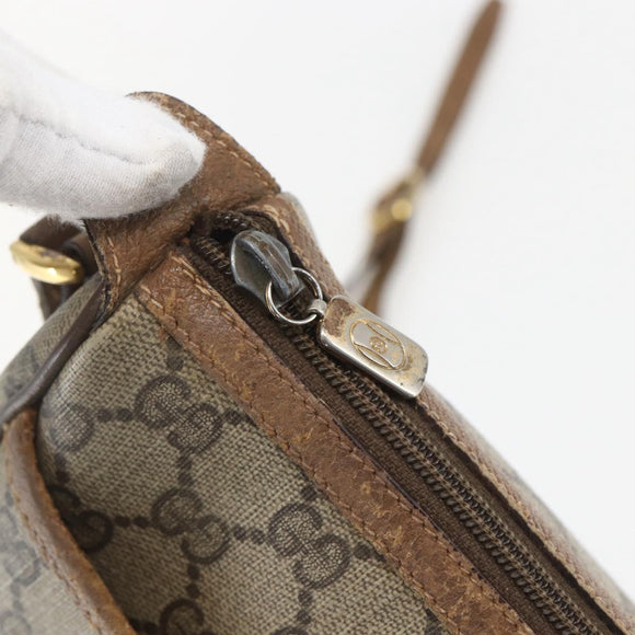 GUCCI GG Supreme Web Sherry Line Bag PVC Beige Gold 89 02 032 Auth 156128
