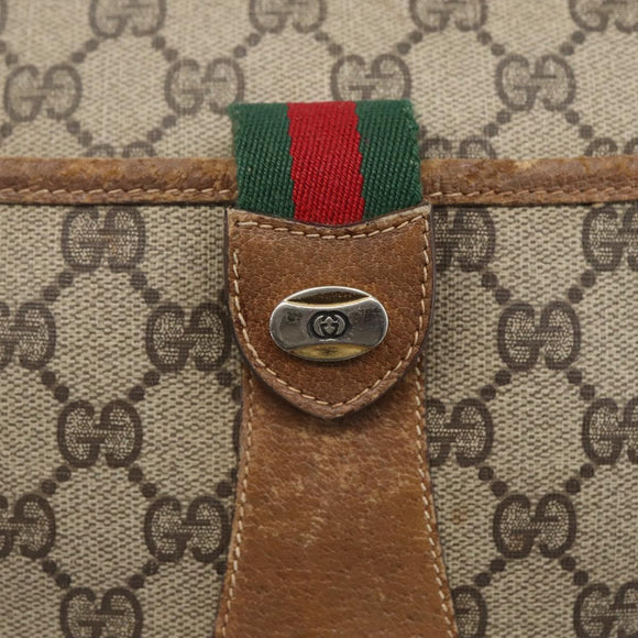 GUCCI GG Supreme Web Sherry Line Bag PVC Beige Gold 89 02 032 Auth 156128
