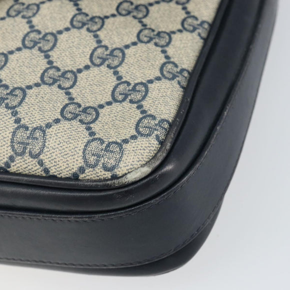 GUCCI GG Supreme Schoudertas PVC Donkerblauw Goud Origineel 156129