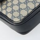 GUCCI GG Supreme Shoulder Bag PVC Navy Gold Auth 156129-11