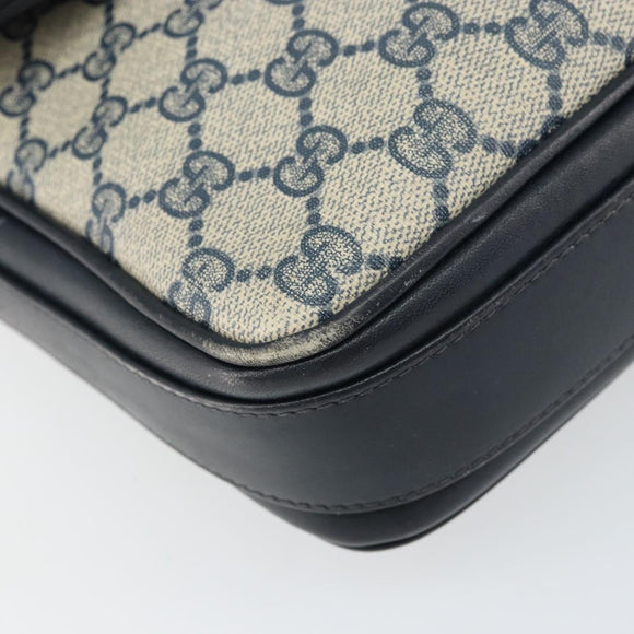 GUCCI GG Supreme Shoulder Bag PVC Navy Gold Auth 156129