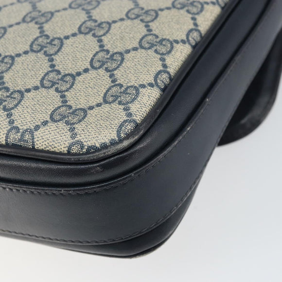 GUCCI GG Supreme Shoulder Bag PVC Navy Gold Auth 156129