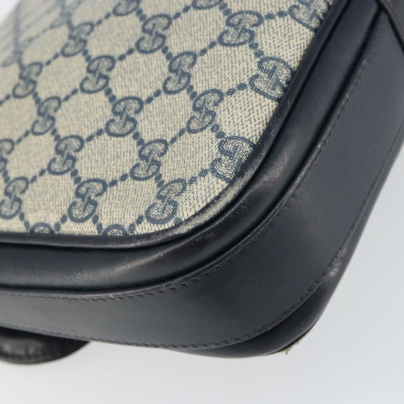GUCCI GG Supreme Shoulder Bag PVC Navy Gold Auth 156129