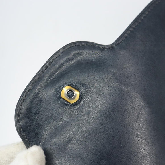 GUCCI GG Supreme Shoulder Bag PVC Navy Gold Auth 156129