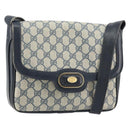 GUCCI GG Supreme Schoudertas PVC Donkerblauw Goud Origineel 156129-1