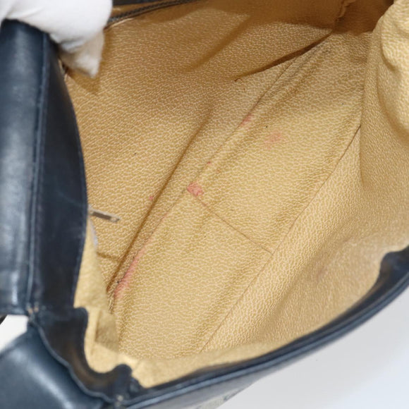 GUCCI GG Supreme Shoulder Bag PVC Navy Gold Auth 156129