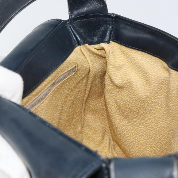 GUCCI GG Supreme Shoulder Bag PVC Navy Gold Auth 156129