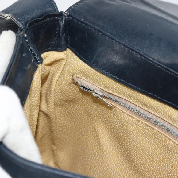 GUCCI GG Supreme Shoulder Bag PVC Navy Gold Auth 156129