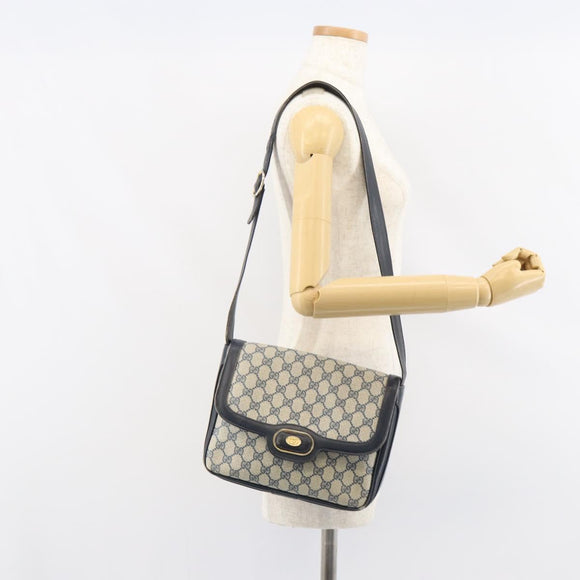 GUCCI GG Supreme Schoudertas PVC Donkerblauw Goud Origineel 156129