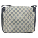 GUCCI GG Supreme Shoulder Bag PVC Navy Gold Auth 156129-3