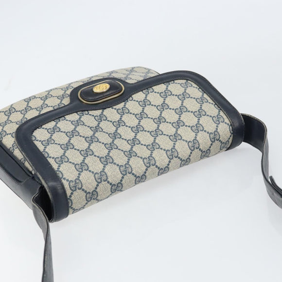 GUCCI GG Supreme Schoudertas PVC Donkerblauw Goud Origineel 156129
