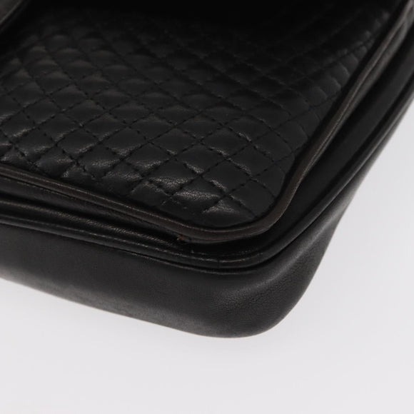 BALLY Chain Shoulder Bag Leather Black Gold Auth 156131