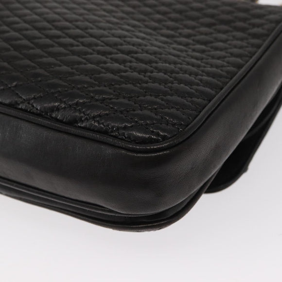 BALLY Chain Shoulder Bag Leather Black Gold Auth 156131