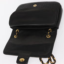 BALLY Chain Shoulder Bag Leather Black Gold Auth 156131-15