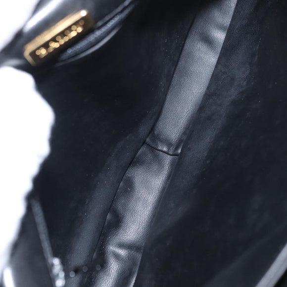 BALLY Chain Shoulder Bag Leather Black Gold Auth 156131