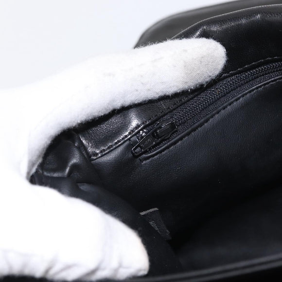 BALLY Chain Shoulder Bag Leather Black Gold Auth 156131