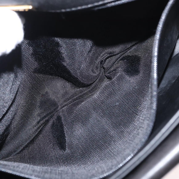 BALLY Chain Shoulder Bag Leather Black Gold Auth 156131