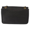 BALLY Chain Shoulder Bag Leather Black Gold Auth 156131-3