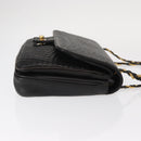 BALLY Chain Shoulder Bag Leather Black Gold Auth 156131-4