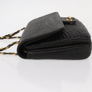BALLY Chain Shoulder Bag Leather Black Gold Auth 156131-5