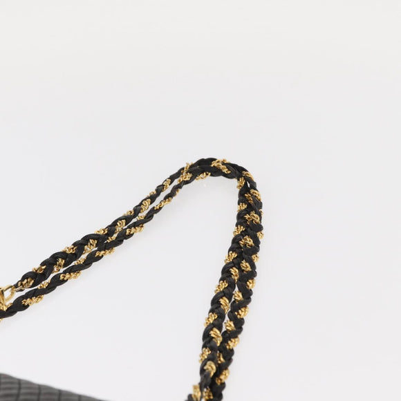 BALLY Chain Shoulder Bag Leather Black Gold Auth 156131