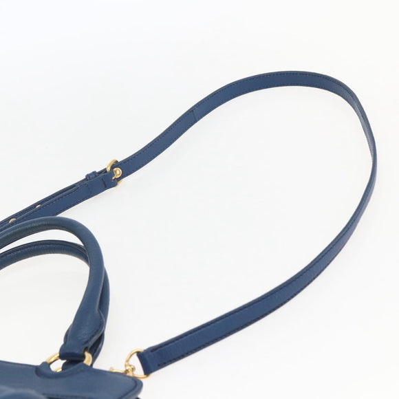 Miu Miu Handtasche Leder 2-Wege Blau Gold Original 156133