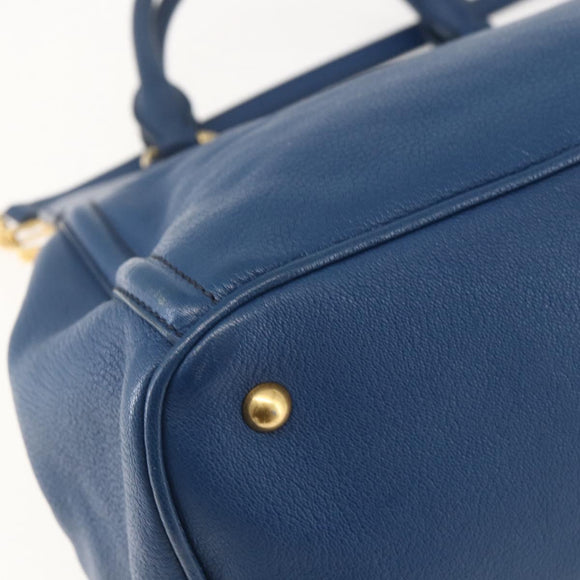 Miu Miu Hand Bag Leather 2way Blue Gold Auth 156133